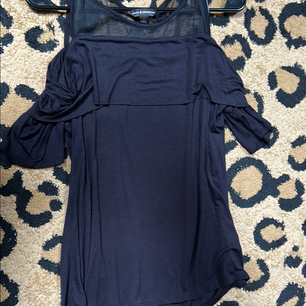 Rock & Republic Black Cold Shoulder Blouse